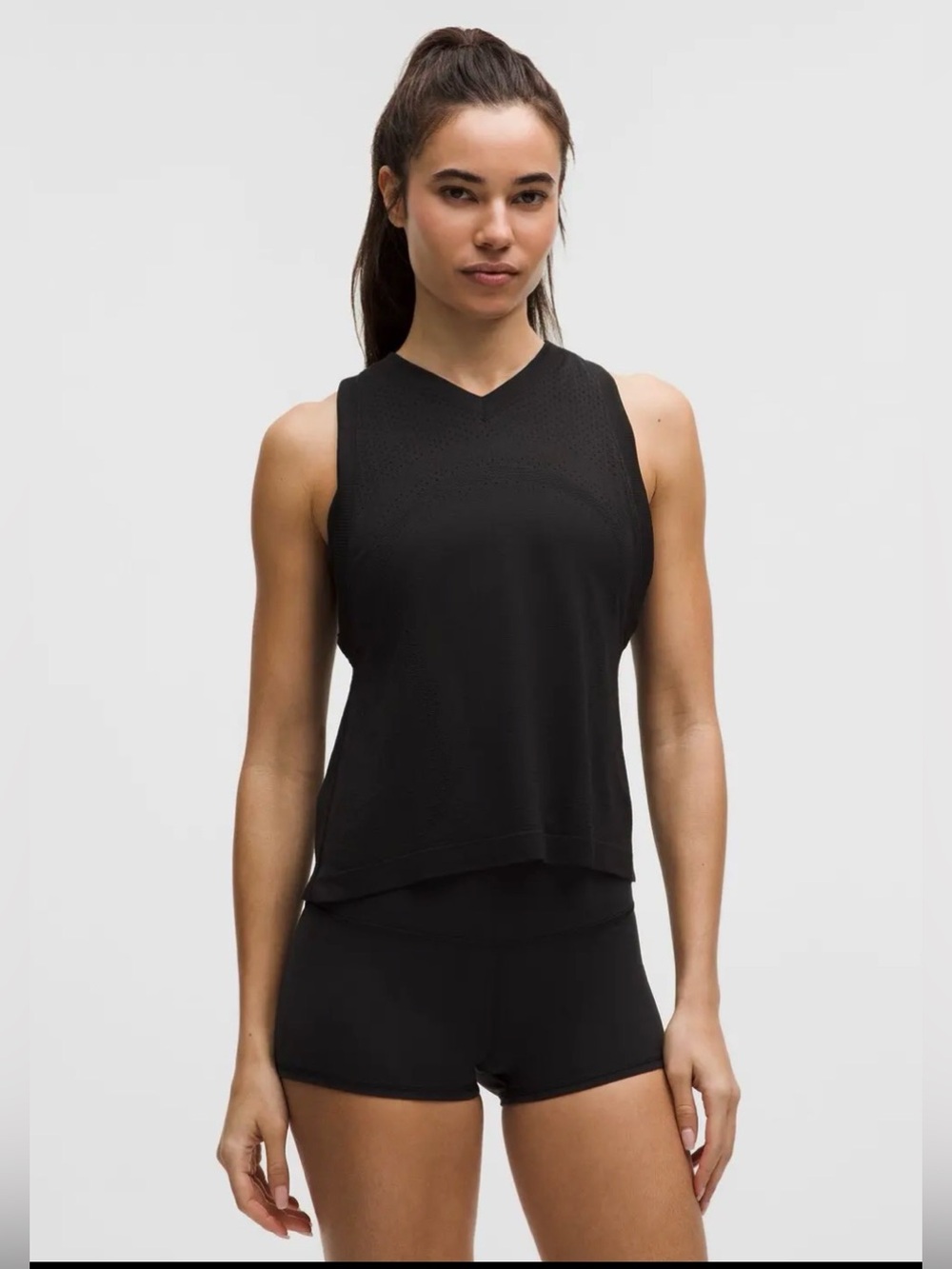 Lululemon Swiftly Open-Hole V-Neck Tank Top Black Size 6